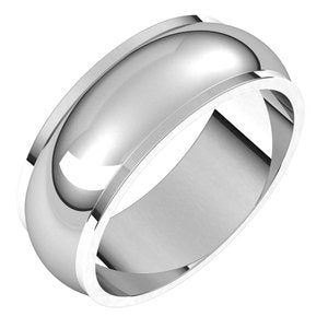 14K White 7 mm Half Round Edge Band - BN & CO JEWELRY
