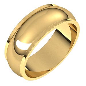 14K Yellow 7 mm Half Round Edge Band - BN & CO JEWELRY