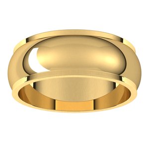 14K Yellow 7 mm Half Round Edge Band - BN & CO JEWELRY