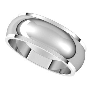 14K White 7 mm Half Round Edge Band - BN & CO JEWELRY