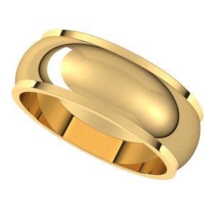 14K Yellow 7 mm Half Round Edge Band - BN & CO JEWELRY