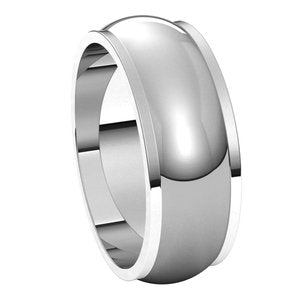 14K White 7 mm Half Round Edge Band - BN & CO JEWELRY