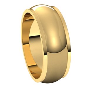 14K Yellow 7 mm Half Round Edge Band - BN & CO JEWELRY