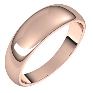 10K Rose 6 mm Half Round Tapered Band - BN & CO JEWELRY