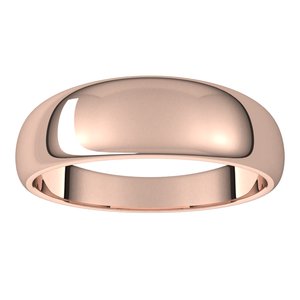 10K Rose 6 mm Half Round Tapered Band - BN & CO JEWELRY
