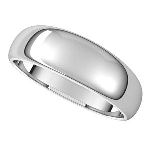 Platinum 6 mm Half Round Tapered Band Size 7.5 - BN & CO JEWELRY