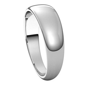 18K White 6 mm Half Round Tapered Band Size 10 - BN & CO JEWELRY