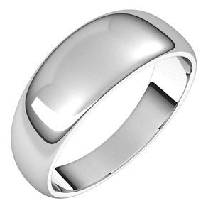 Sterling Silver 7 mm Half Round Tapered Band - BN & CO JEWELRY