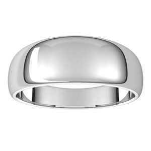 14K White 7 mm Half Round Tapered Band - BN & CO JEWELRY