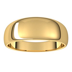 18K Yellow 7 mm Half Round Tapered Band - BN & CO JEWELRY