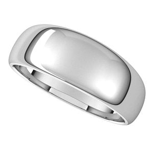 14K White 7 mm Half Round Tapered Band - BN & CO JEWELRY