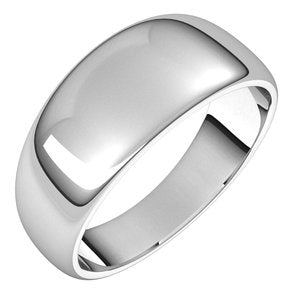 Platinum 8 mm Half Round Tapered Band Size 10.5 - BN & CO JEWELRY