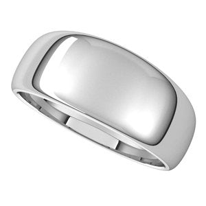 18K White 8 mm Half Round Tapered Band Size 13 - BN & CO JEWELRY