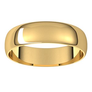 14K Yellow 5 mm Half Round Ultra-Light Band Size 12.5 - BN & CO JEWELRY