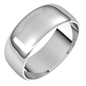 10K White 7 mm Half Round Ultra-Light Band - BN & CO JEWELRY
