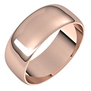 10K Rose 7 mm Half Round Ultra-Light Band - BN & CO JEWELRY