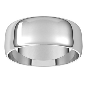 10K White 7 mm Half Round Ultra-Light Band - BN & CO JEWELRY