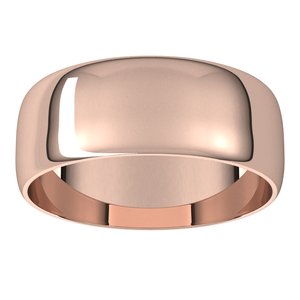 10K Rose 7 mm Half Round Ultra-Light Band - BN & CO JEWELRY
