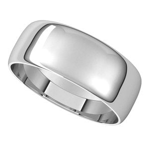 10K White 7 mm Half Round Ultra-Light Band - BN & CO JEWELRY