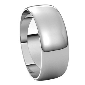 10K White 7 mm Half Round Ultra-Light Band - BN & CO JEWELRY