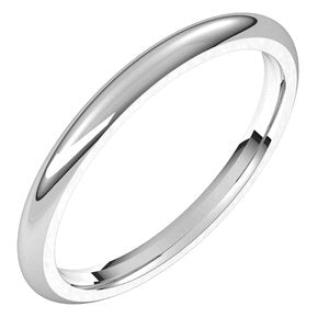 Platinum 2 mm Half Round Comfort Fit Band Size 6.5 - BN & CO JEWELRY