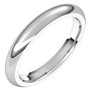 14K White 3 mm Half Round Comfort Fit Band Size 4 - BN & CO JEWELRY