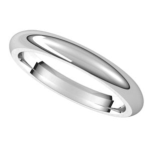14K White 3 mm Half Round Comfort Fit Band Size 4 - BN & CO JEWELRY