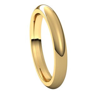 14K Yellow 3 mm Half Round Comfort Fit Band Size 12 - BN & CO JEWELRY