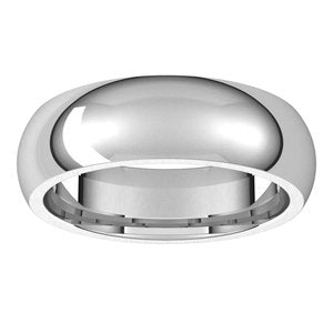 14K White 6 mm Half Round Comfort Fit Band Size 6.5 - BN & CO JEWELRY