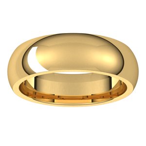 18K Yellow 6 mm Half Round Comfort Fit Band Size 10 - BN & CO JEWELRY