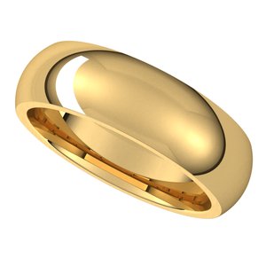 18K Yellow 6 mm Half Round Comfort Fit Band Size 10 - BN & CO JEWELRY