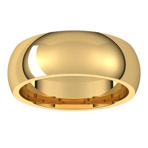 14K Yellow 7 mm Half Round Comfort Fit Band - BN & CO JEWELRY