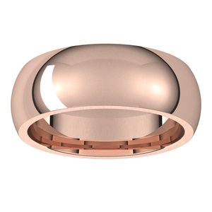 14K Rose 7 mm Half Round Comfort Fit Band - BN & CO JEWELRY