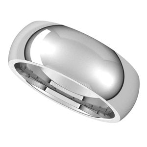 10K White 7 mm Half Round Comfort Fit Band - BN & CO JEWELRY