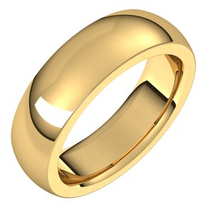 14K Yellow 6 mm Half Round Comfort Fit Heavy Band Size 7 - BN & CO JEWELRY