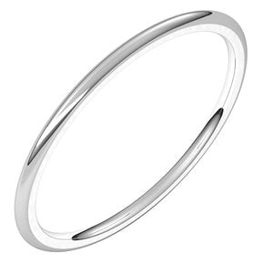 Platinum 1 mm Half Round Comfort Fit Light Band Size 6 - BN & CO JEWELRY