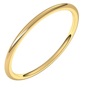 14K Yellow 1 mm Half Round Comfort Fit Light Band Size 5 - BN & CO JEWELRY