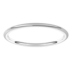 Platinum 1 mm Half Round Comfort Fit Light Band Size 6.5 - BN & CO JEWELRY