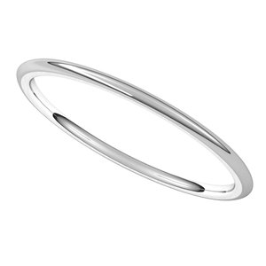 Platinum 1 mm Half Round Comfort Fit Light Band Size 6 - BN & CO JEWELRY