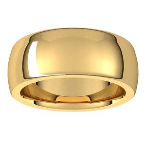14K Yellow 8 mm Half Round Comfort Fit Heavy Band Size 7 - BN & CO JEWELRY