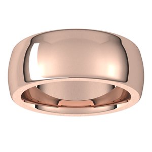 14K Rose 8 mm Half Round Comfort Fit Heavy Band Size 11 - BN & CO JEWELRY