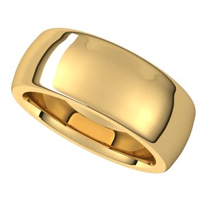 14K Yellow 8 mm Half Round Comfort Fit Heavy Band Size 7 - BN & CO JEWELRY
