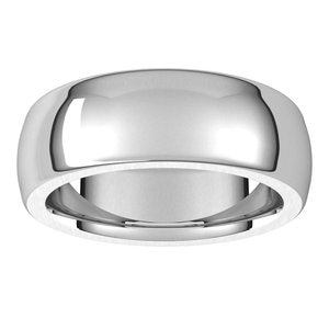 Platinum 7 mm Half Round Comfort Fit Heavy Band - BN & CO JEWELRY