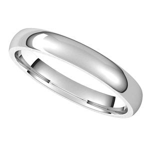Platinum 3 mm Half Round Comfort Fit Light Band Size 9 - BN & CO JEWELRY