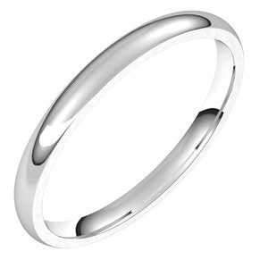 10K White 2 mm Half Round Comfort Fit Light Band Size 6.5 - BN & CO JEWELRY