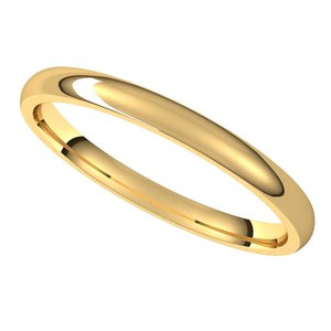 14K Yellow 2 mm Half Round Comfort Fit Light Band Size 10.5 - BN & CO JEWELRY