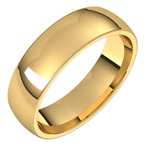 10K Yellow 5.5 mm Half Round Comfort Fit Light Band Size 9 - BN & CO JEWELRY