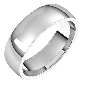 10K White 6 mm Half Round Comfort Fit Light Band Size 8.5 - BN & CO JEWELRY