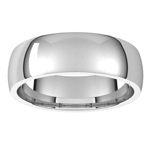 10K White 6 mm Half Round Comfort Fit Light Band Size 12.5 - BN & CO JEWELRY
