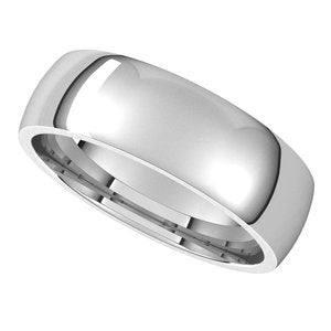 10K White 6 mm Half Round Comfort Fit Light Band Size 13 - BN & CO JEWELRY